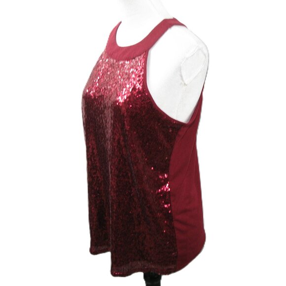No Boundaries Deep Red Sequin Tank Top Size Large - Picture 3 of 6